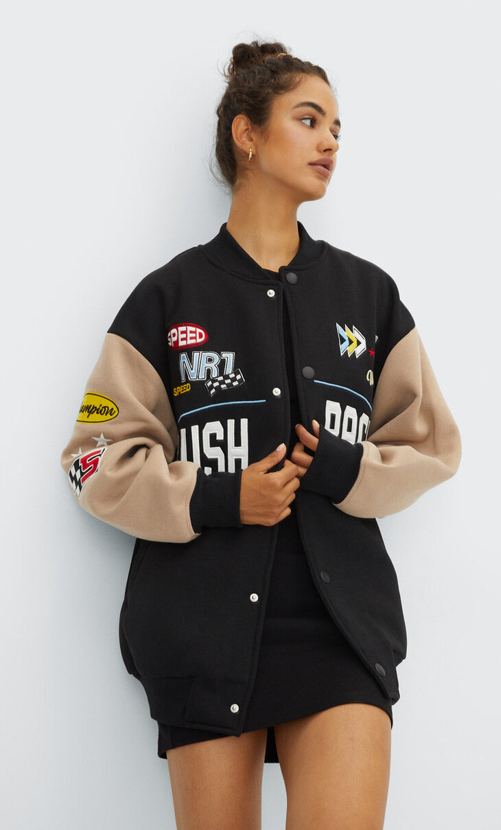 Bowling jacket with patches