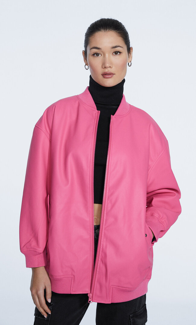 

Stradivarius Bomberjacke Aus Kunstleder Fuchsia Xs