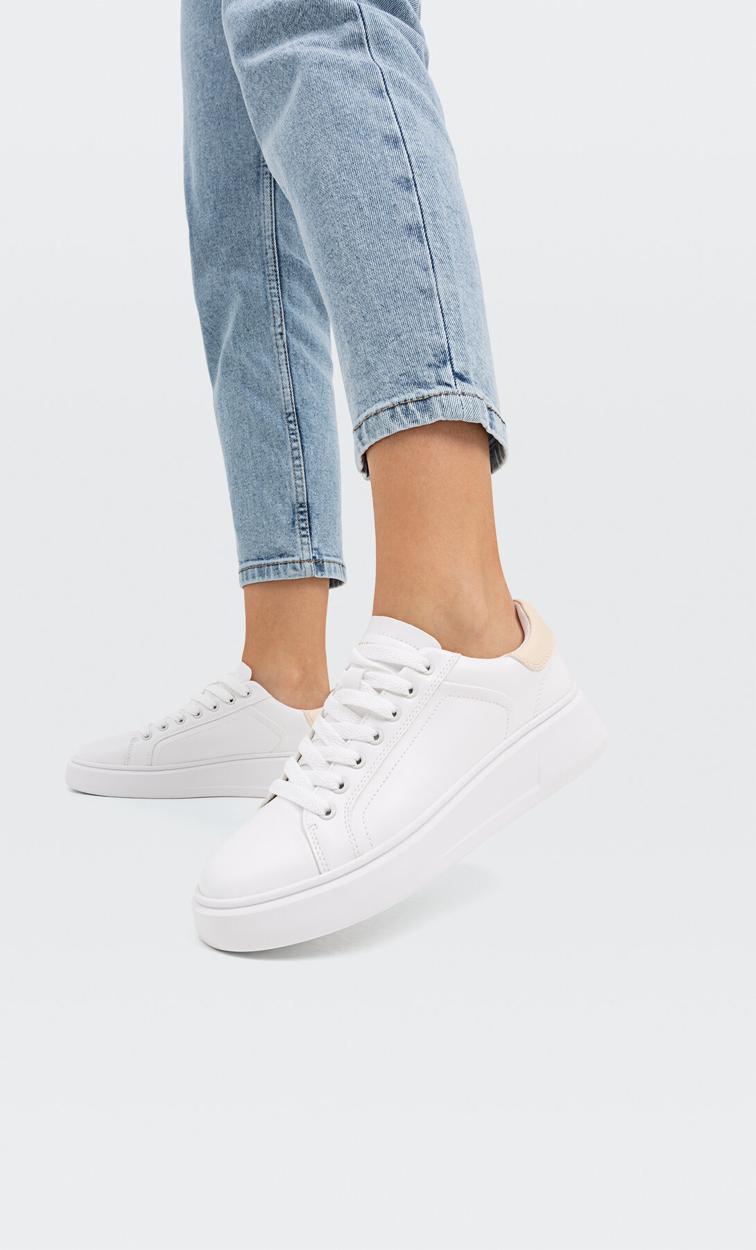 stradivarius white platform trainers