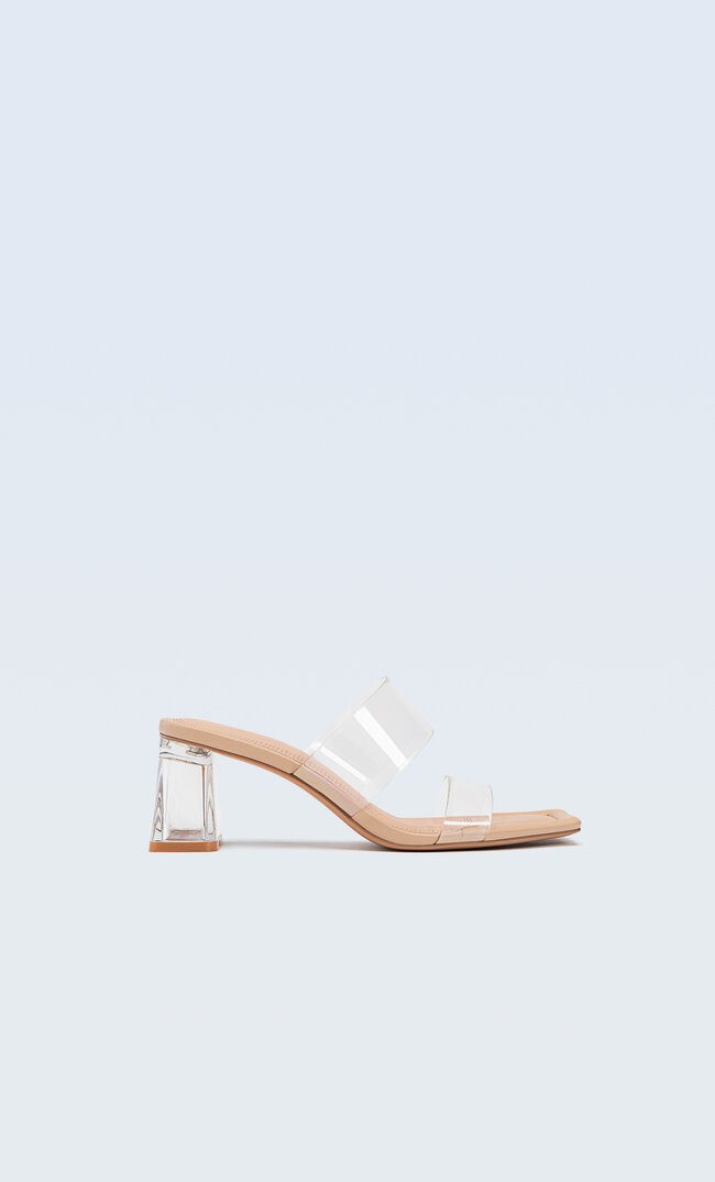 

Stradivarius Winylowe Klapki Na Obcasie Naturalny 41