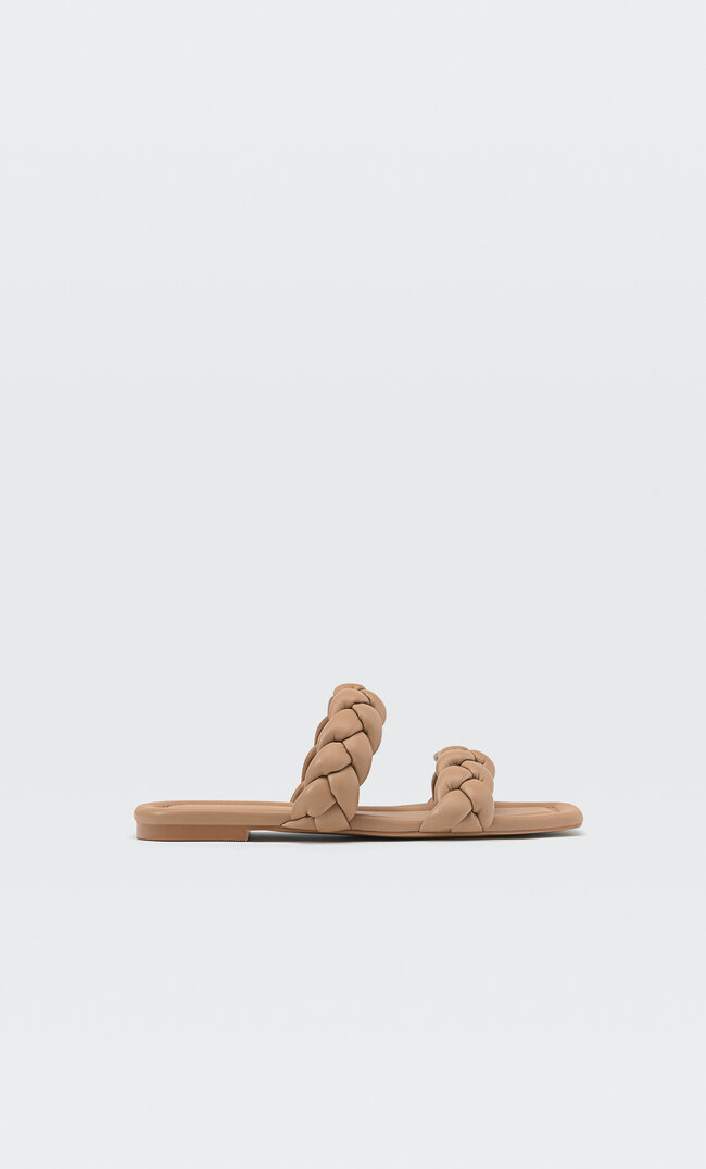 

Stradivarius Sandales Plates Tressées Beige 35