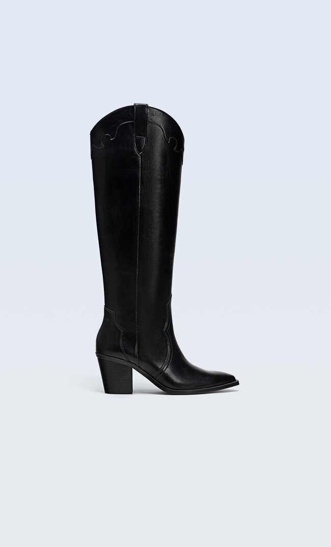 

Stradivarius Bottes À Talon Style Cowboy Noir 37