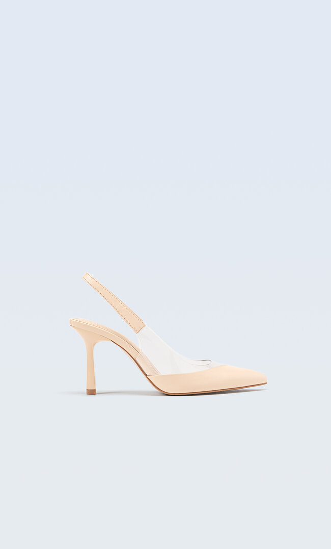 

Stradivarius Winylowe Buty Na Obcasie Bez Pięty Beżowy 37