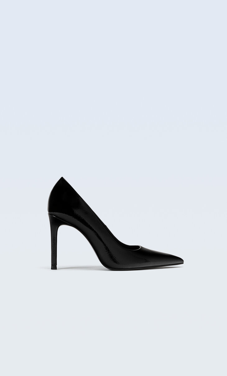 Faux-patent-finish high-heel shoes