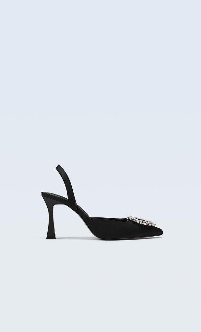 

Stradivarius Escarpins Bijoux Ouverts À L’arrière Noir 35