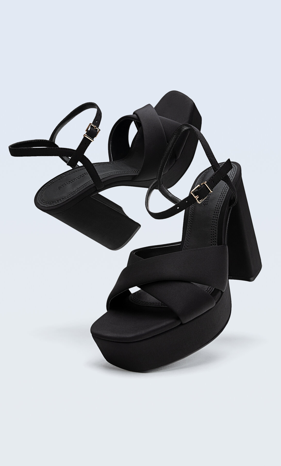 black low heel platform sandals