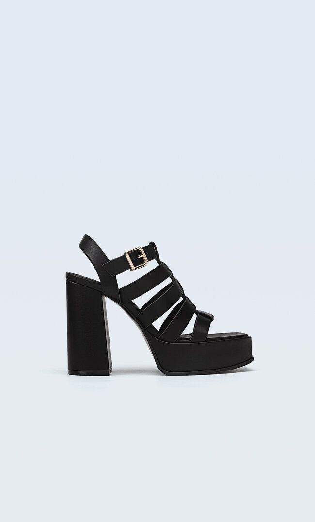 

Stradivarius Sandales À Lanières Et Talon Noir 36