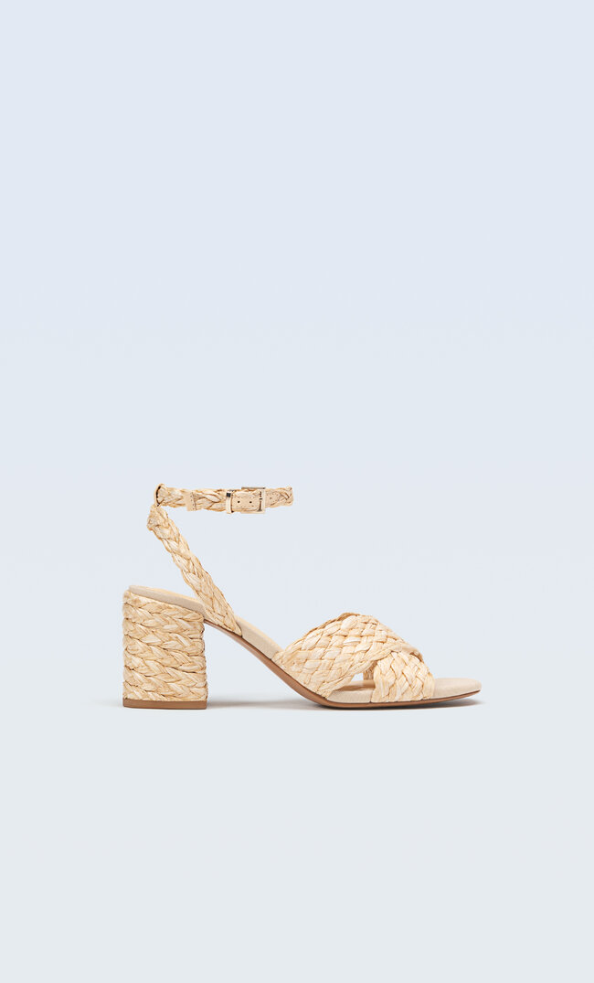 

Stradivarius Sandales À Talon En Raphia Écru 37