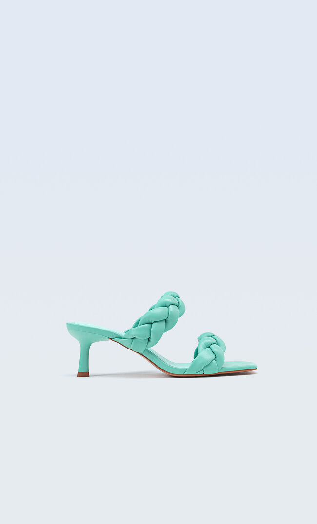 

Stradivarius Sandales À Talon Tressées Matelassées Bleu 41