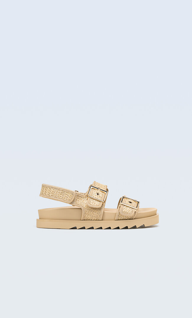 

Stradivarius Flache Sandalen Mit Schnallen Beige 36