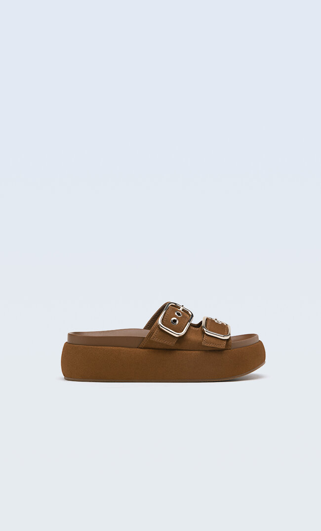 

Stradivarius Sandales Flatform Avec Boucles Marron 41