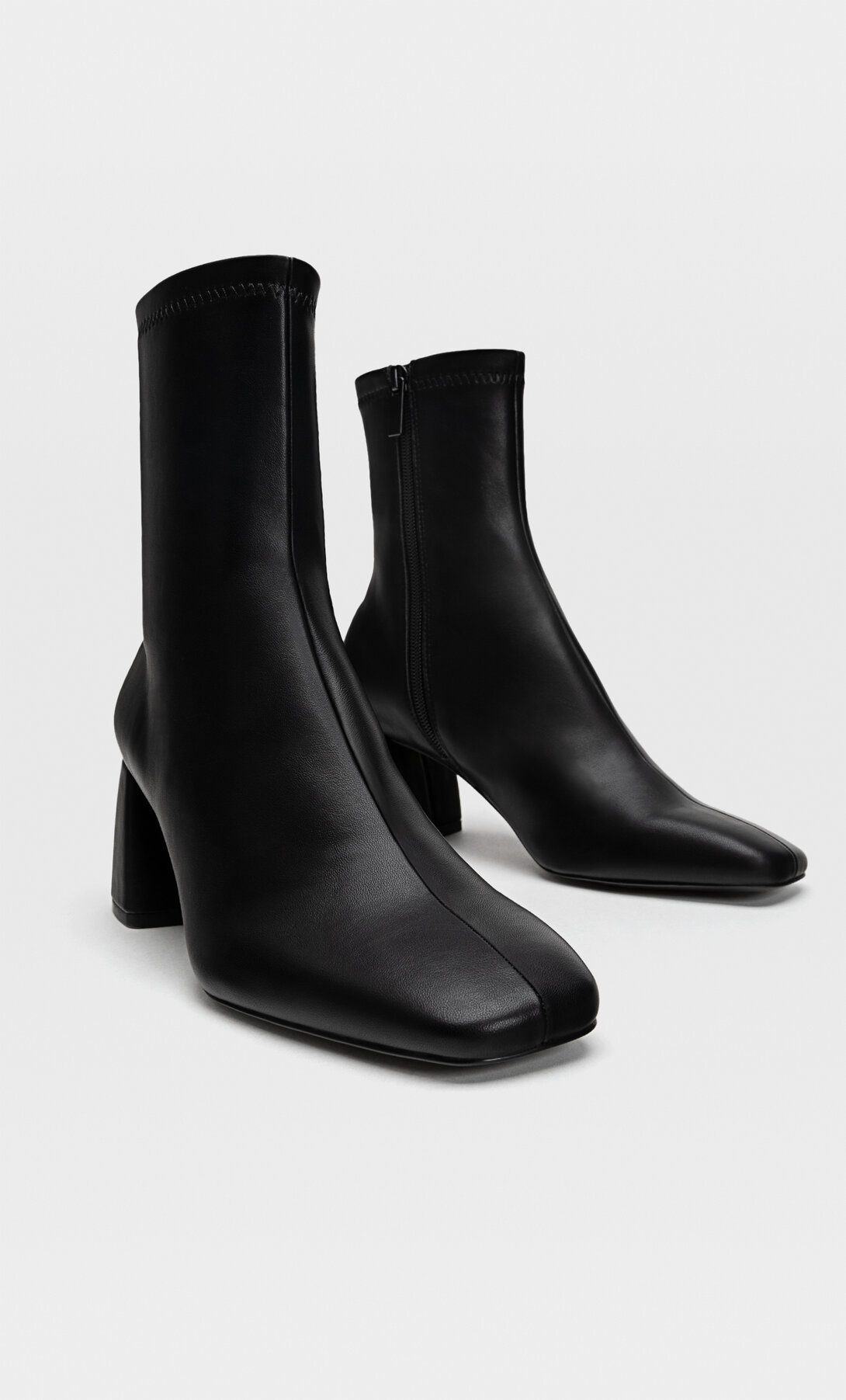 Stradivarius mid heel boots in black