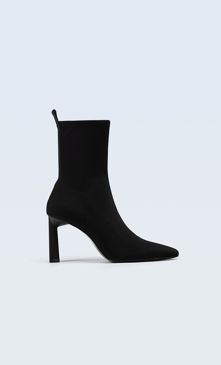 Fabric high-heel ankle boots