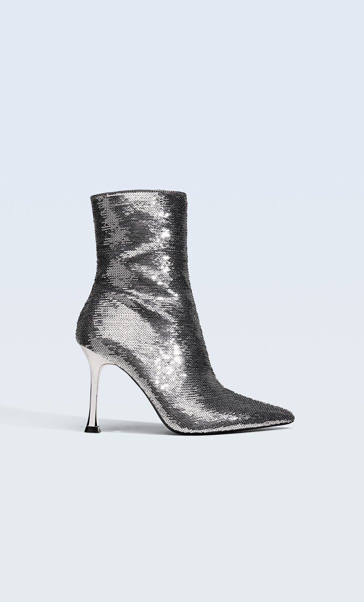 Sequinned high-heel ankle boots
