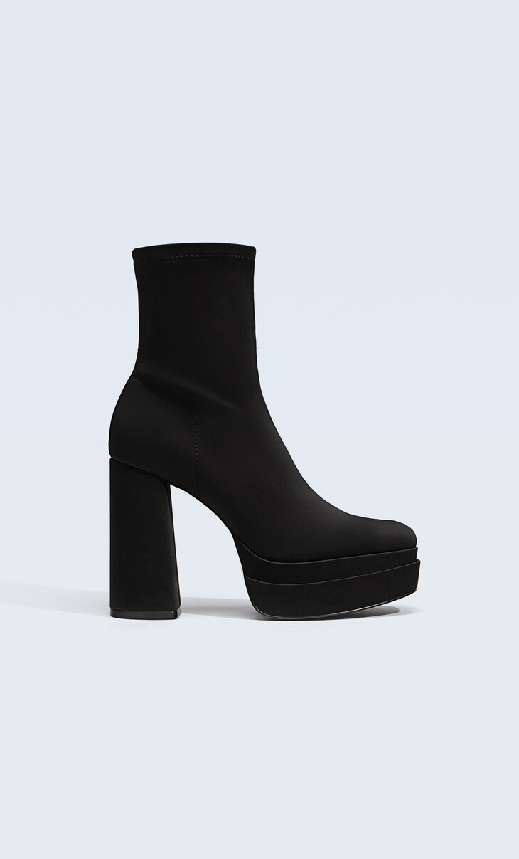 Double platform high-heel ankle boots