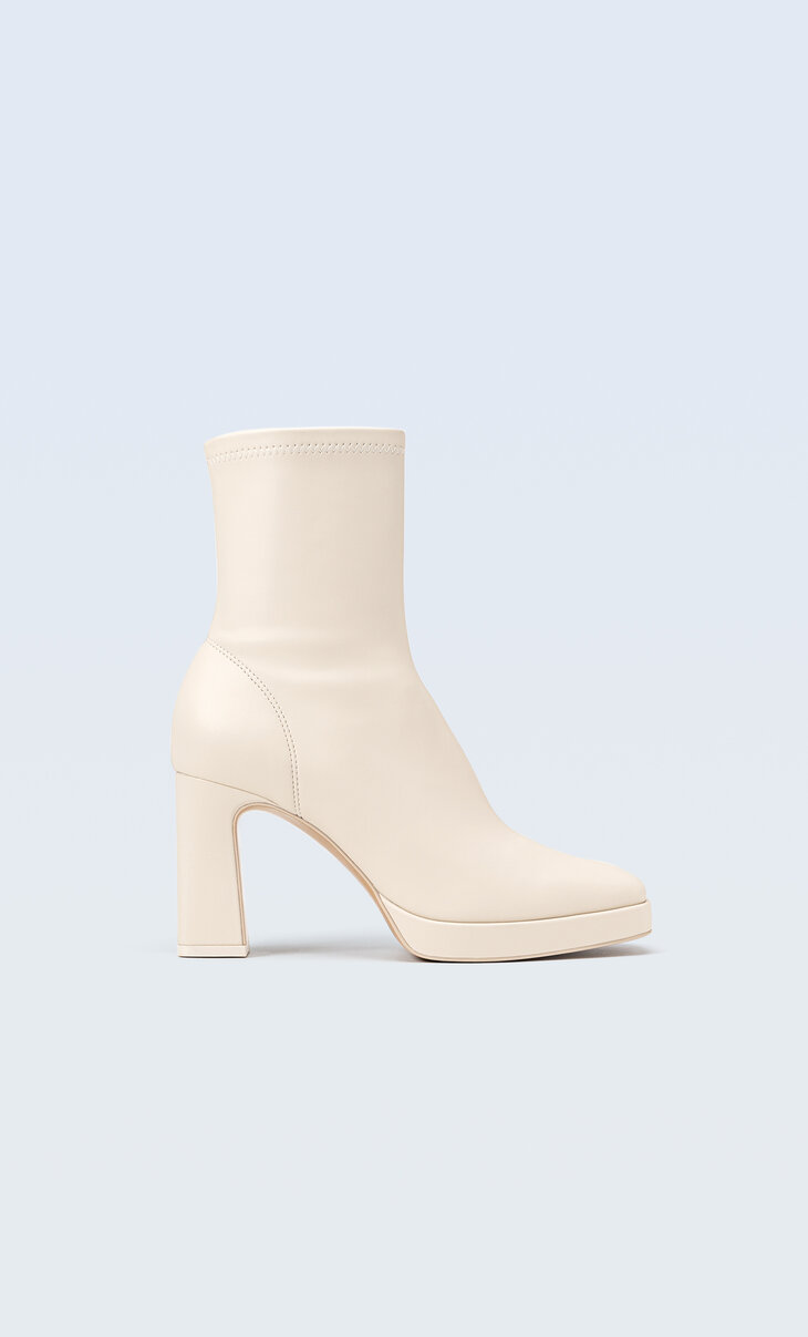 Stretch high-heel ankle boots