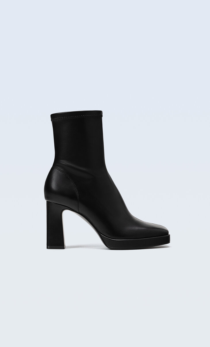 Stretch high-heel ankle boots