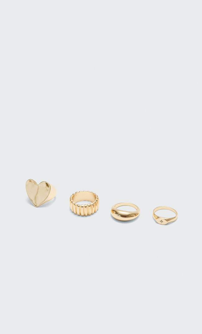 

Stradivarius 4er-Set Große Ringe Mit Herz Gelb M