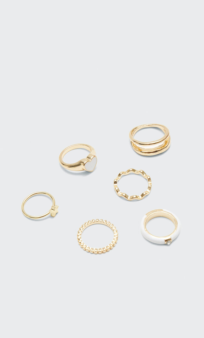 

Stradivarius 6er-Set Ringe Mit Herz Gelb M