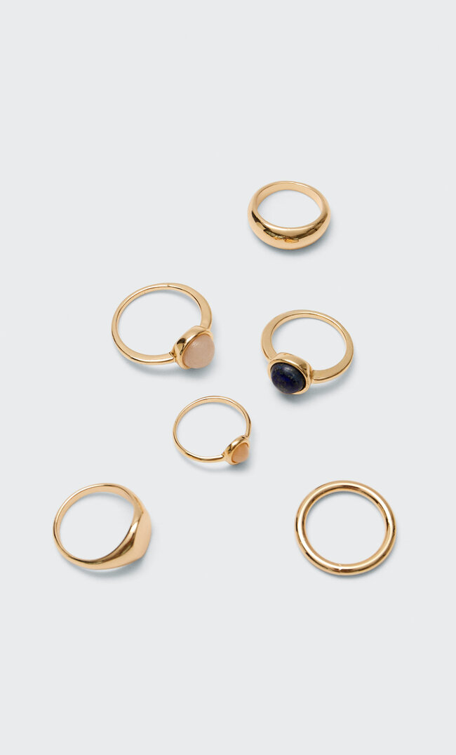 

Stradivarius 6er-Set Ringe Mit Schmucksteinen Cute Gelb M
