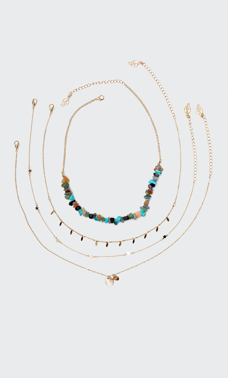 Set 4 collares piedras multicolor - Accesorios de mujer | Stradivarius  Colombia