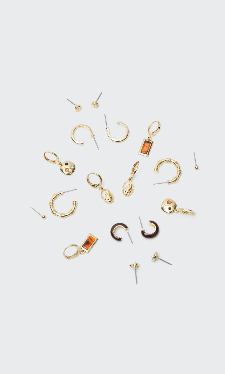 Set of 6 pairs of charm and hoop earrings