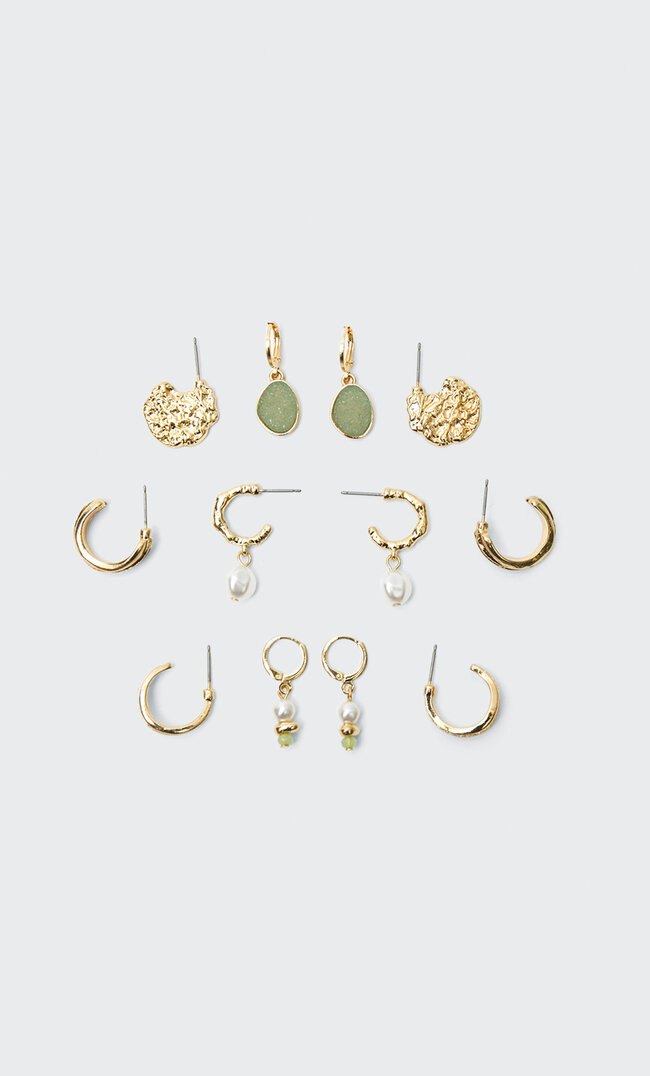 

Stradivarius 6er-Set Creolen Mit Charms Grün M
