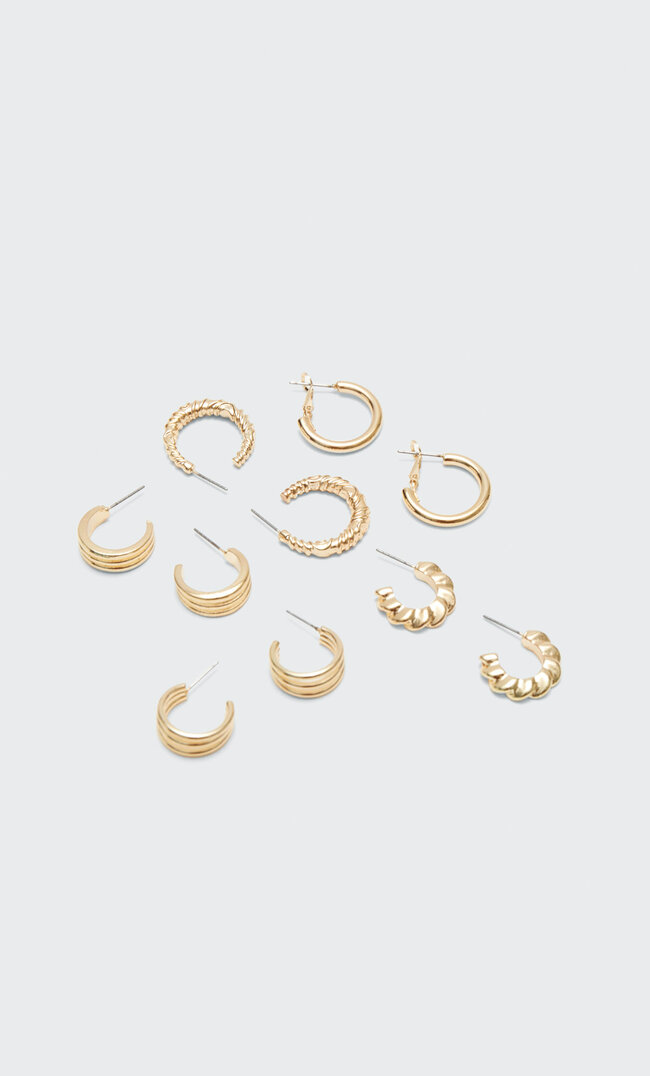 

Stradivarius 5er-Set Creolen Mit Relief Gelb M