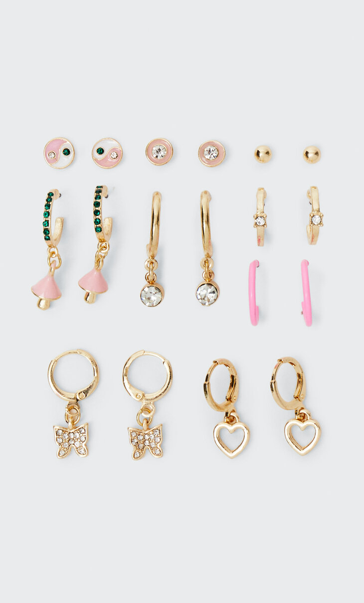Set of 9 pairs of 2000 charm earrings