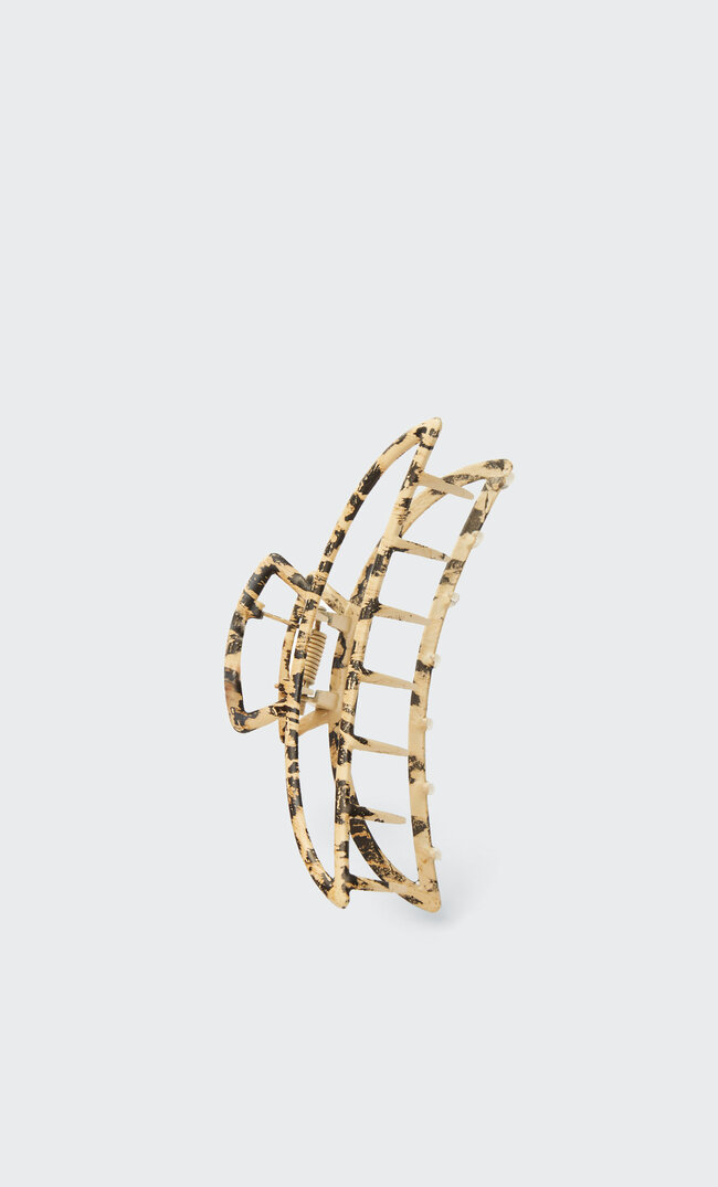 

Stradivarius Haarklammer Aus Metall Mit Animalprint Gelb M