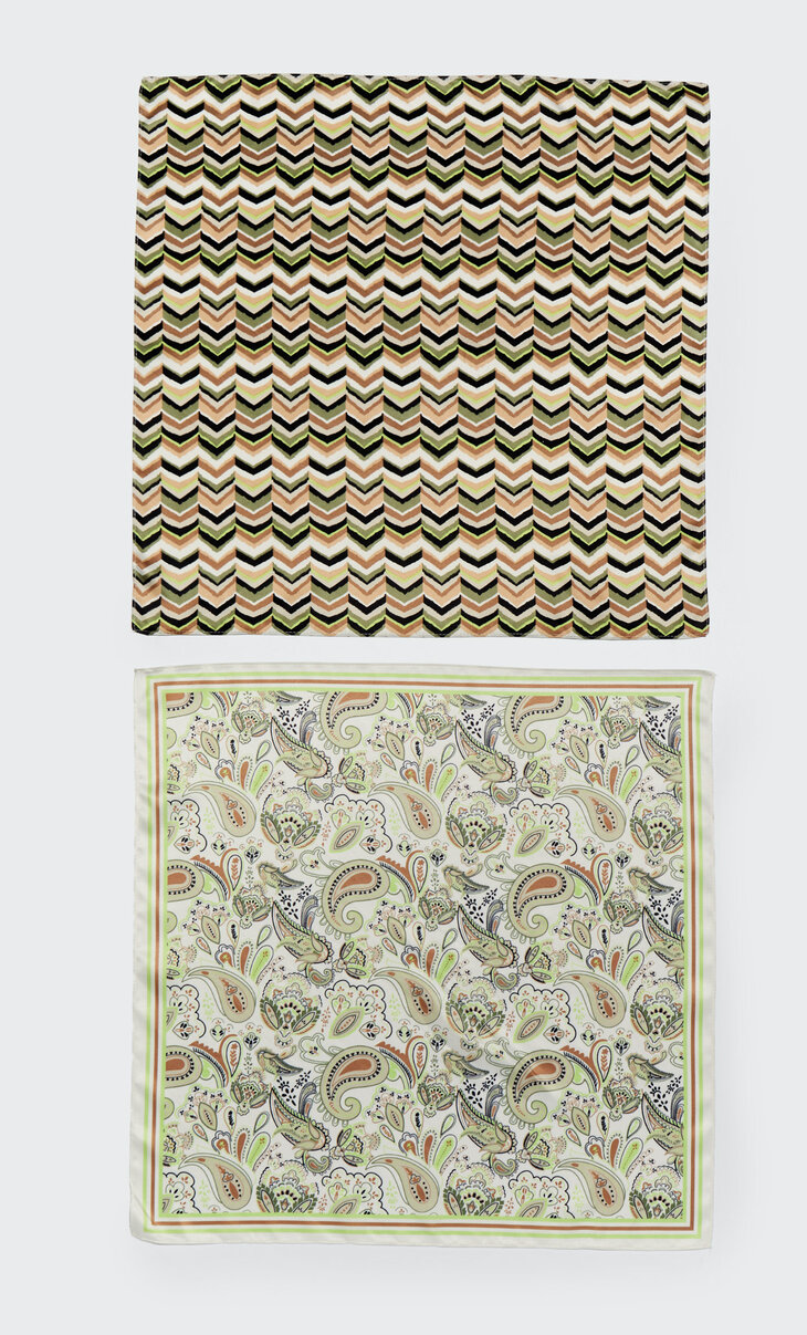 2-pack of paisley and geometric print bandanas