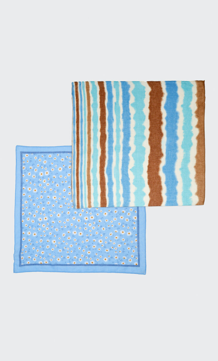 2-pack of daisy and tie-dye bandanas