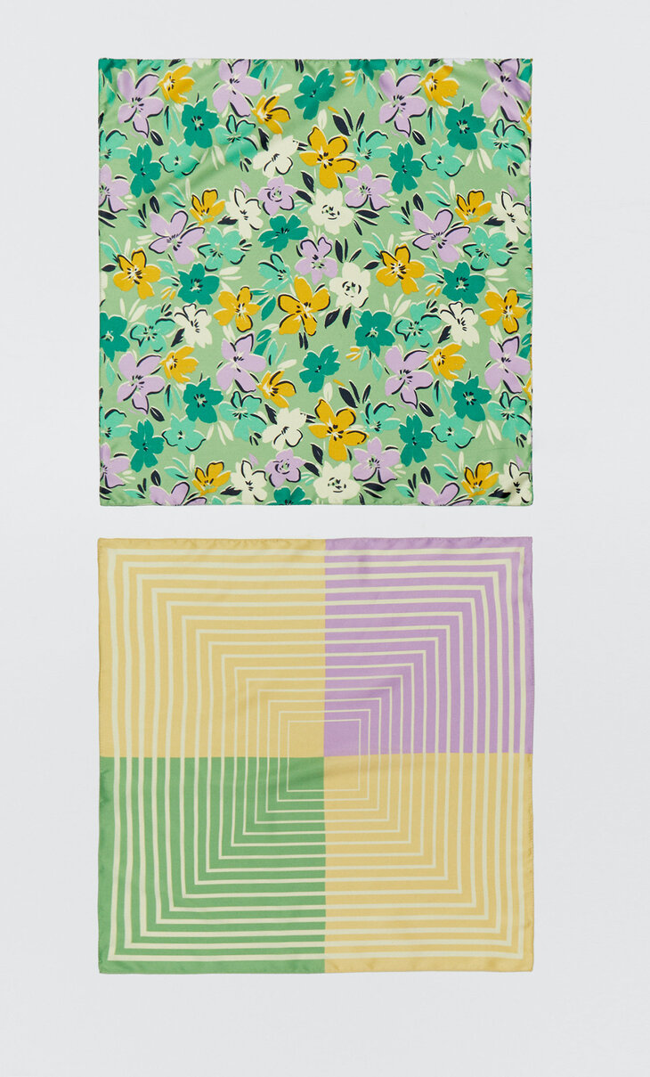 2-pack of striped and floral bandanas