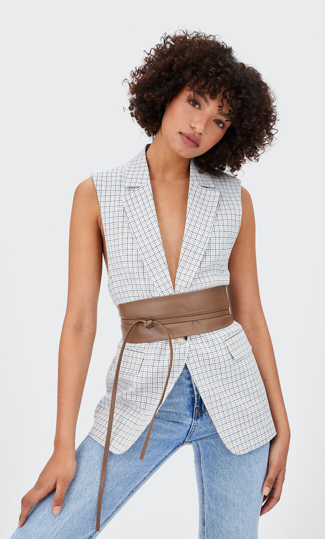 

Stradivarius Szeroki Pasek Brązowy 103