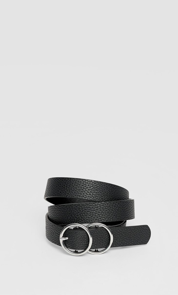 Thin double buckle belt