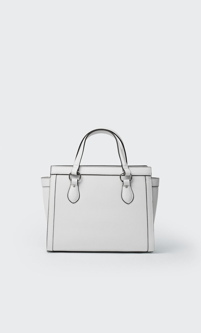 

Stradivarius Torba Shopper Ze Sprzączkami Biały M