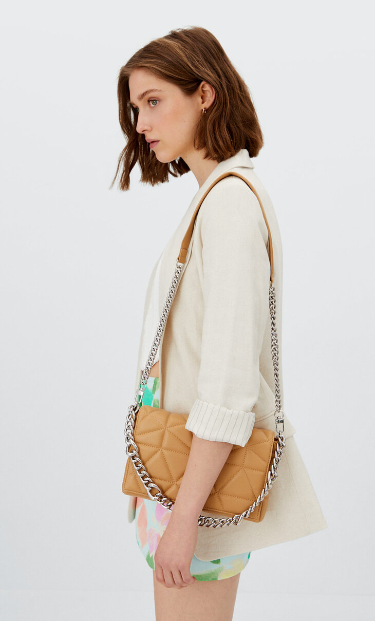 Quilted crossbody bag with chain strap