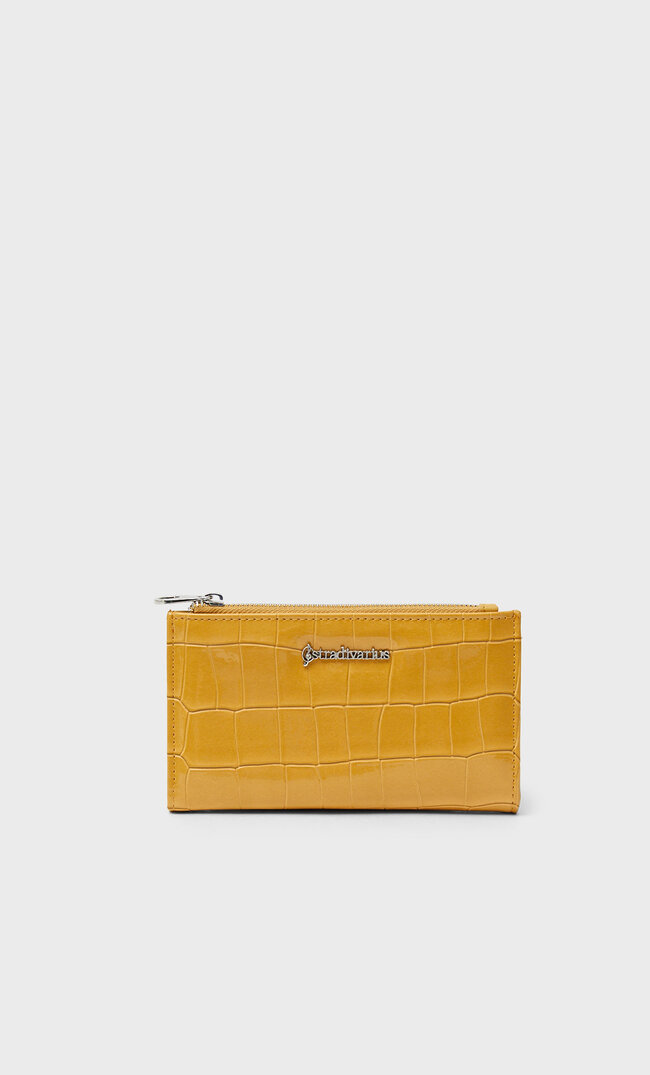 

Stradivarius Basic-Geldbeutel Mit Krokoprägung Senf M