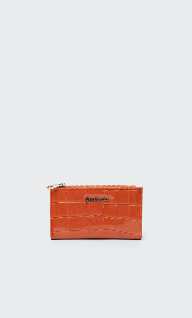 

Stradivarius Portmonetka Basic W Krokodyli Wzór Pomarańczowy M