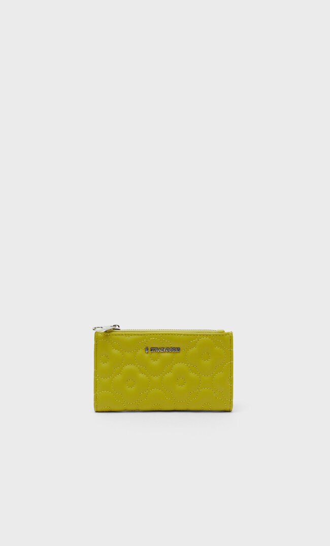 

Stradivarius Gesteppter Basic-Geldbeutel Mit Blume Pastellgelb M