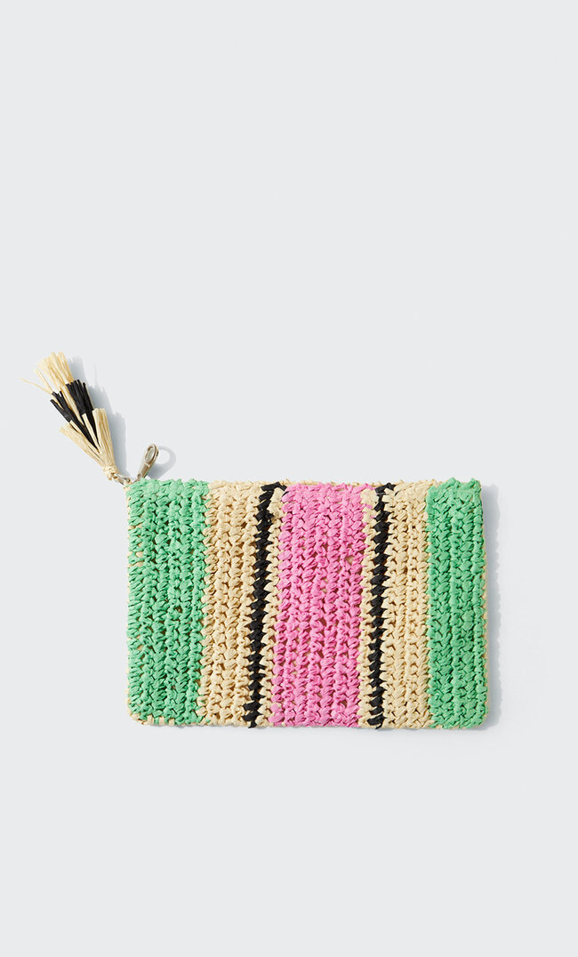 

Stradivarius Gestreifte Pochette Mit Flechtdetails Grün M