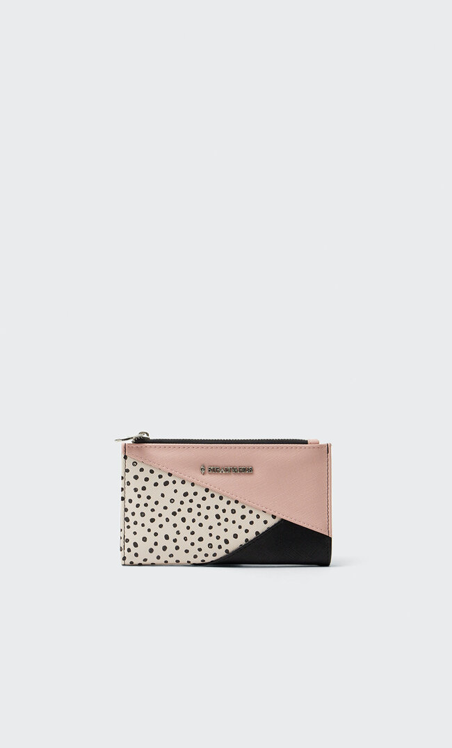 

Stradivarius Patchworkowa Portmonetka Basic Cielisty Róż M