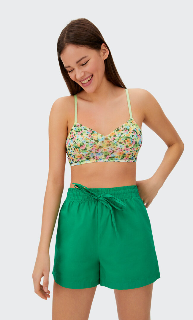 

Stradivarius Bralette Aus Tüll Mit Print Grün L