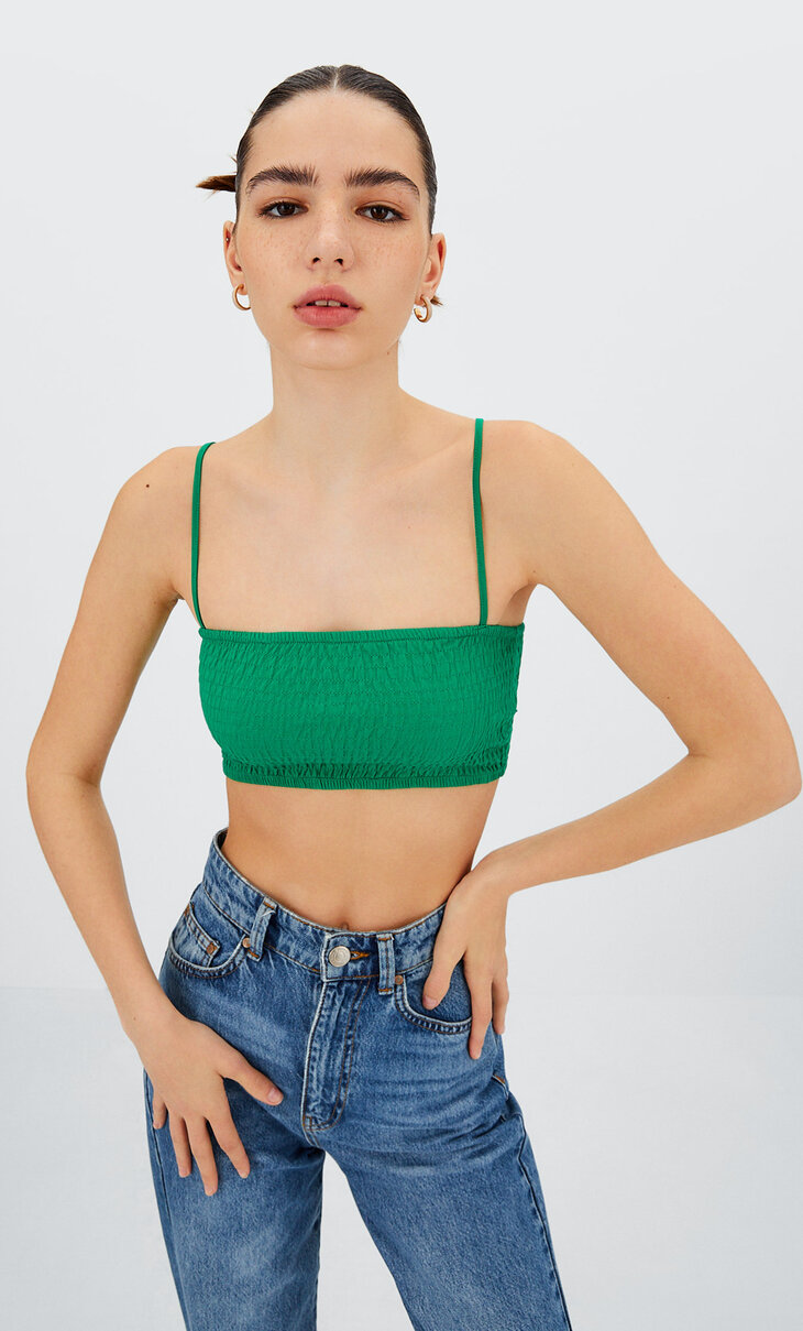 Bandeau top with elastic straps