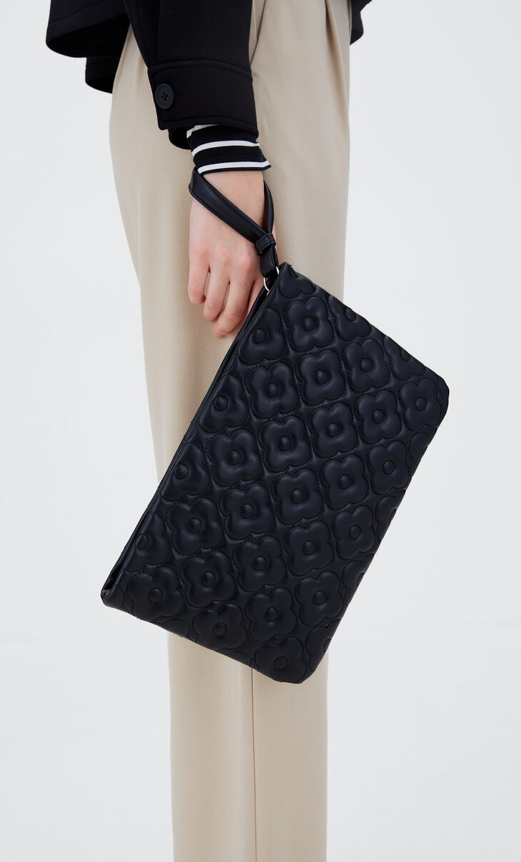 Quilted floral clutch