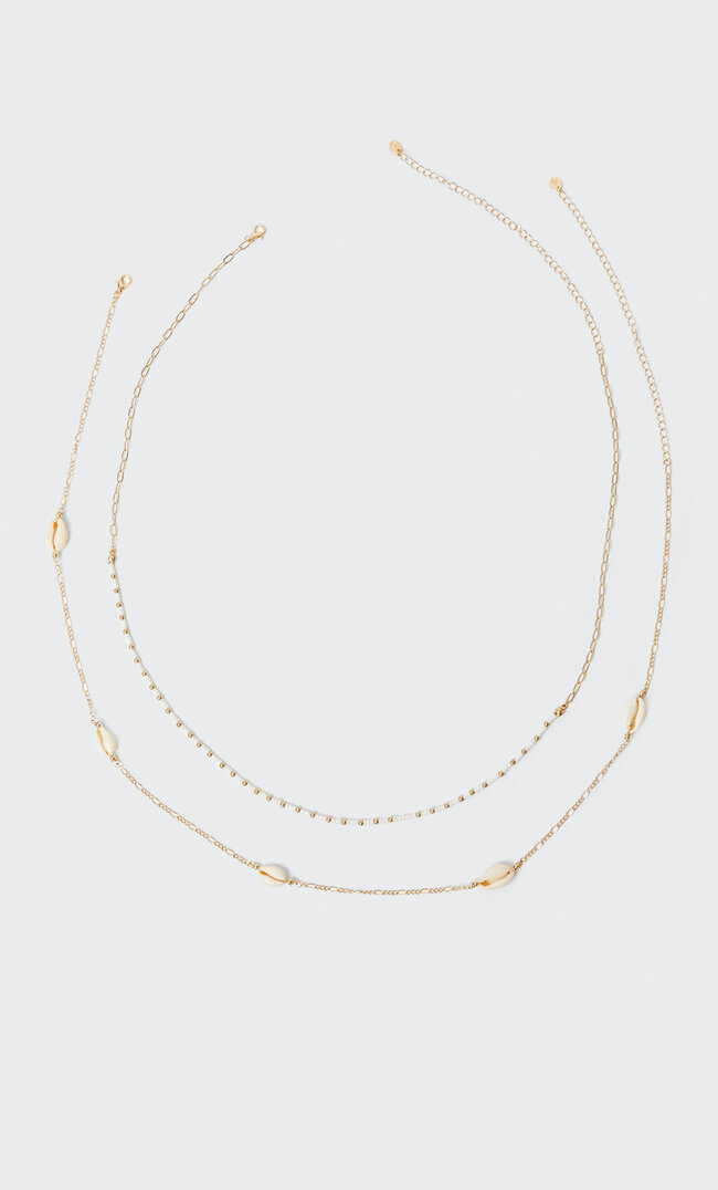 

Stradivarius 2er Set Bauchkette Mit Muscheln Und Perlenbesatz Gelb M