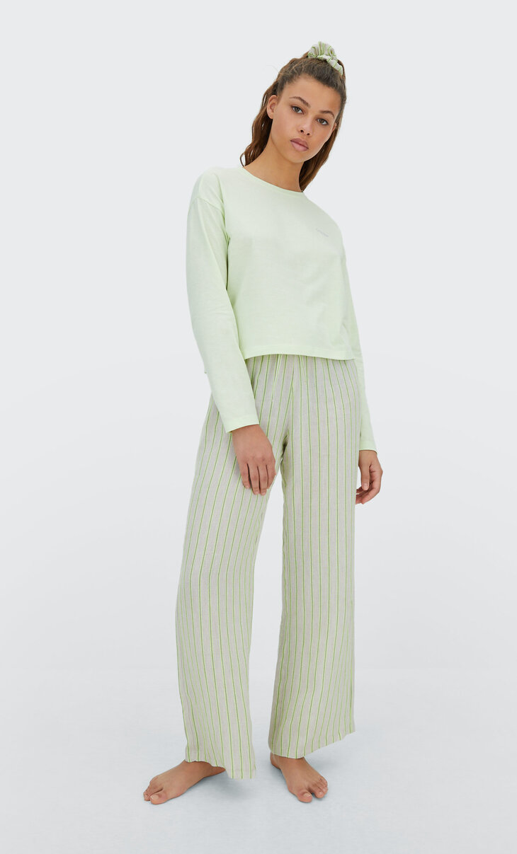 Pyjama bottoms with neon stripes