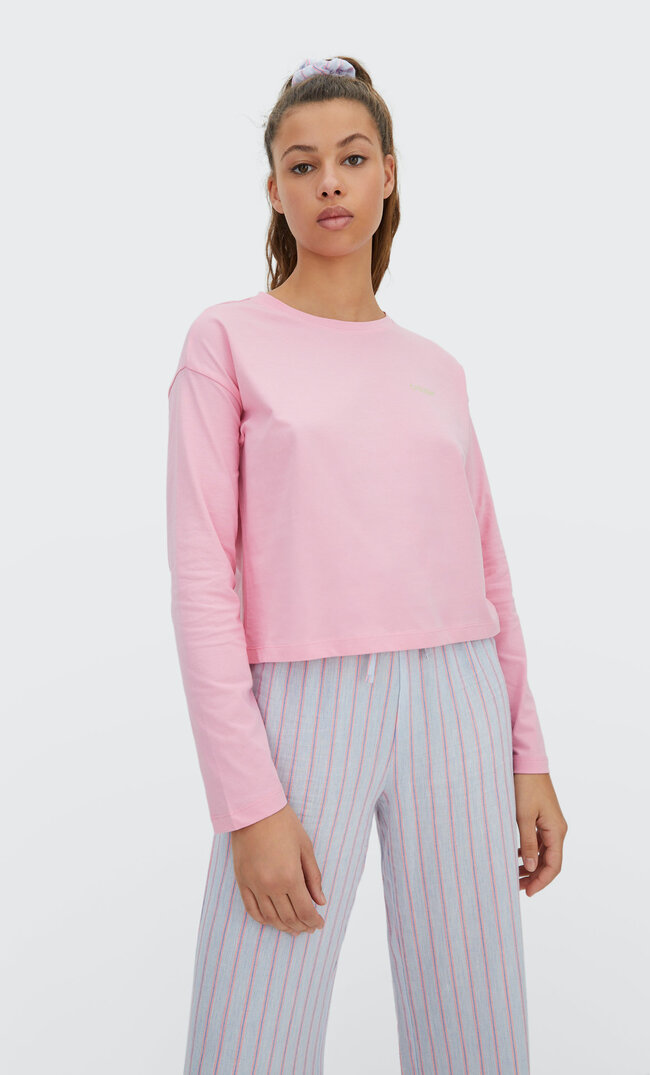 

Stradivarius Góra Od Piżamy „Let Me Sleep” Neonowy Róż L