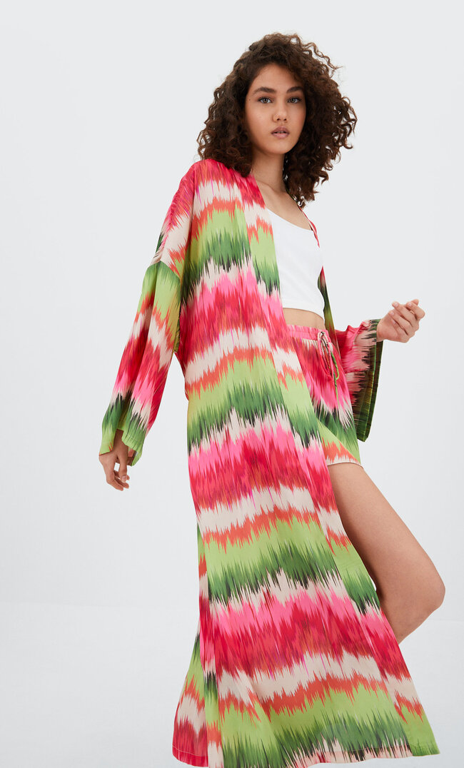 

Stradivarius Długie Satynowe Kimono Cukierkowy Róż M