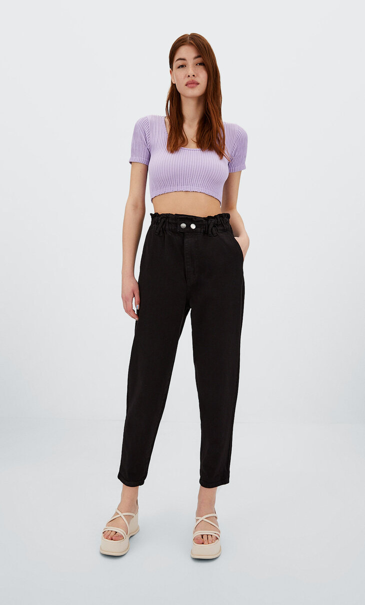 Baggy twill jeans - Women's fashion 